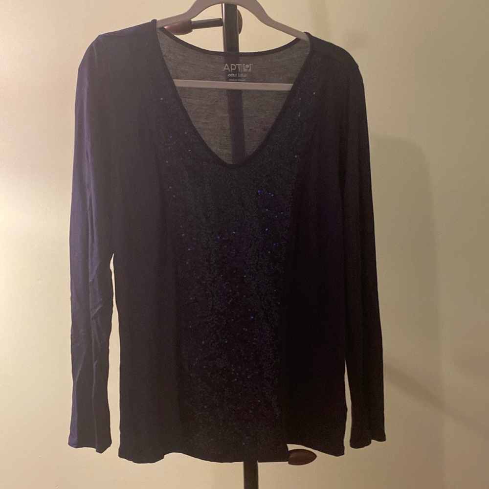 XLG Apt 9 light weight long sleeved shirt with sequined details